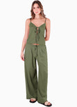 Blusa con anudados en delantero color verde para mujer - Flashy