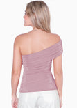 Blusa con escote off shoulder y de un solo hombro color rosado para mujer - Flashy