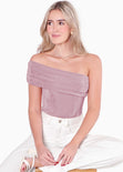 Blusa con escote off shoulder y de un solo hombro color rosado para mujer - Flashy