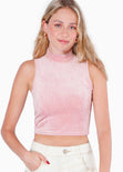 Blusa corta de tela suave y con cuello halter color rosado para mujer - Flashy