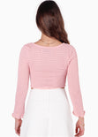 Blusa corta manga larga con botones color rosado para mujer - Flashy