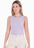 Blusa corta sin mangas con abertura en espalda y anudado color lila para mujer - Flashy