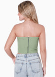 Blusa corta strapless con escote de corazón y cruce color verde para mujer - Flashy