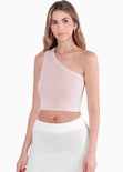 Blusa de un solo hombro color rosado para mujer - Flashy