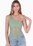 Blusa de un solo hombro y de malla para mujer - Flashy