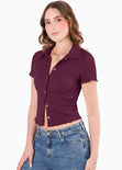 Blusa manga corta polo con cuello y perilla - ORQUIDEA.UVA