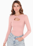 Blusa manga larga con entorchado en frente - LUBIGILDA.ROSA