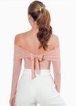 Blusa manga larga con escote off shoulder color rosado para mujer - Flashy