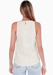 Blusa sin mangas con abotonado en espalda y de ojalillo color beige para mujer - Flashy