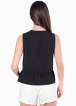 Blusa sin mangas con anudados en contraste en frente y bolero color negro para mujer - Flashy