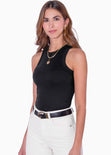 Blusa sin mangas con cuello halter color negro para mujer - Flashy