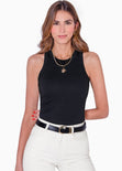 Blusa sin mangas con cuello halter color negro para mujer - Flashy
