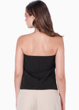 Blusa strapless con botones color negro para mujer - Flashy
