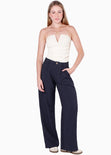 Blusa strapless con escote en v color blanco, marfil para mujer - Flashy