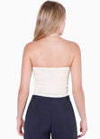 Blusa strapless con escote en v color blanco, marfil para mujer - Flashy