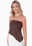 Blusa strapless color café para mujer - Flashy