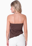 Blusa strapless color café para mujer - Flashy