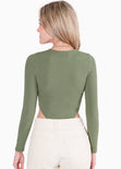 Body costillero manga larga color verde para mujer - Flashy