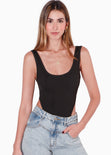 Body costillero sin mangas color negro para mujer - Flashy