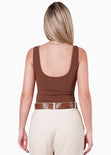 Body costillero sin mangas color café para mujer - Flashy