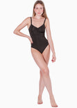 Body de tiras moldeador con control de abdomen color negro para mujer - Flashy