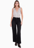 Body sin mangas drapeado con escote cruzado color plateado para mujer - Flashy