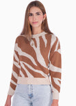 Buzo tejido de animal print color beige para mujer - Flashy