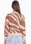 Buzo tejido de animal print color beige para mujer - Flashy