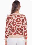 Buzo tejido de animal print color terracota para mujer - Flashy