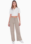 Camisa de botones manga corta color marfil para mujer - Flashy