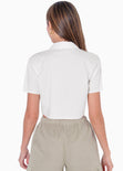 Camisa de botones manga corta color marfil para mujer - Flashy