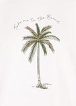 Camiseta básica con estampado de palmera "Joy in summer" color blanco, marfil para mujer - Flashy