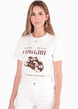 Camiseta con estampado de sombrero color blanco, marfil para mujer - Flashy