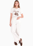 Camiseta con estampado de sombrero color blanco, marfil para mujer - Flashy