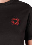 Camiseta crop con bordado de corazón color negro para mujer - Flashy