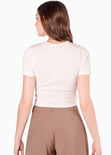 Camiseta crop con bordado "Estás hecha para brillar" color beige para mujer - Flashy