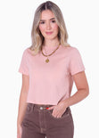 Camiseta crop manga corta color rosado para mujer - Flashy