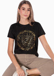 Camiseta estampada astral color negro para mujer - Flashy