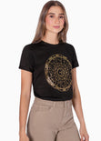 Camiseta estampada astral color negro para mujer - Flashy