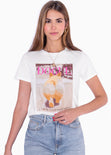 Camiseta estampada "Dogue" color blanco, marfil para mujer - Flashy