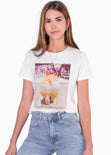 Camiseta estampada "Dogue" color blanco, marfil para mujer - Flashy