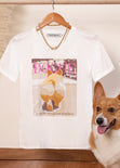 Camiseta estampada "Dogue" color blanco, marfil para mujer - Flashy