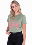 Camiseta estampada "Find your peace" color verde para mujer - Flashy