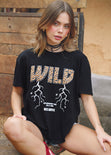 Camiseta oversized estampada "Wild" color negro para mujer - Flashy