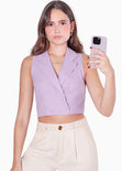 Chaleco corto con anudado en espalda color lila para mujer - Flashy