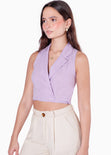 Chaleco corto con anudado en espalda color lila para mujer - Flashy
