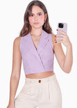 Chaleco corto con anudado en espalda color lila para mujer - Flashy