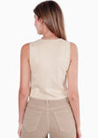 Chaleco de botones tipo gamuza color beige para mujer - Flashy