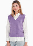 Chaleco tejido color lila para mujer - Flashy