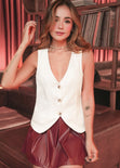 Chaleco tipo sastre con botones color blanco, marfil para mujer - Flashy